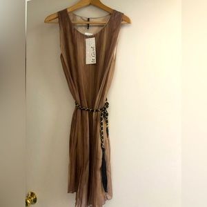 Pleated chrome dress, new with tags, cocktail dress. Small.